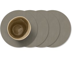 LIND DNA Onderzetters Nupo - Leer - Flint Grey - ø 10 cm - 4 Stuks