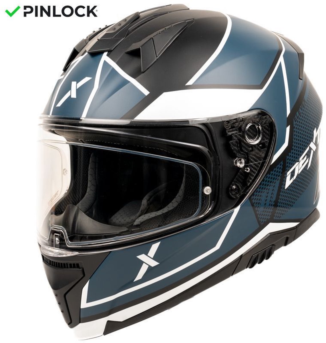 Motor Integraal Helm ELEVEN NAPIO Zwart/Blauw M van MOTOBLOUZ
