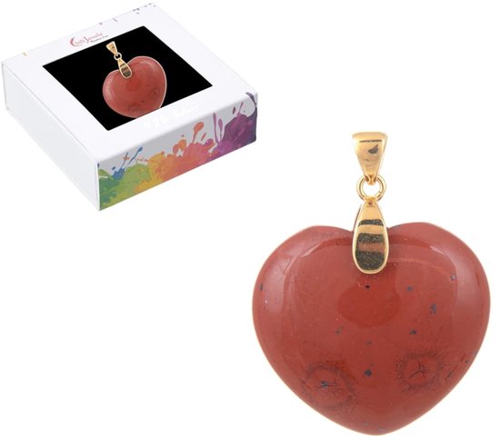Pendentif cœur en jaspe plaqué or