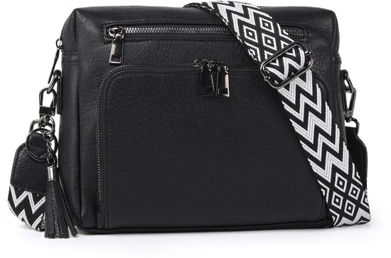 TAN.TOMI Dames Schoudertas met RFID-Blocking – Crossbody Tas met Kaartsleuven & Verstelbare Band – Anti-diefstal Design – PU Leer - Zwart