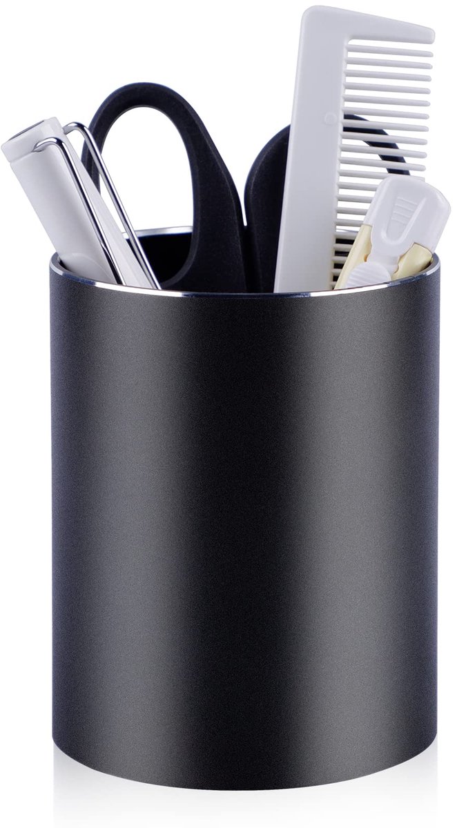 Ibenzoa® Robuuste Aluminium Pennenhouder - Zwart, 8 x 10 x 8 cm - Multifunctionele Bureau Organizer