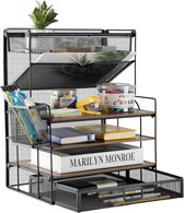 Top-spring Acryl pennenhouder, 5 compartimenten transparante bureauorganizer voor pennen, potloden, make-upborstels, pennenpot voor klaslokaal, kantoor, stationaire organizer (5 sleuven