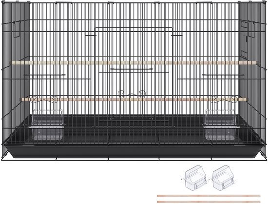 Cage à oiseaux en métal de 76 cm pour perruches, calopsittes, petits perroquets, inséparables et canaris, avec support à roulettes et tiroir