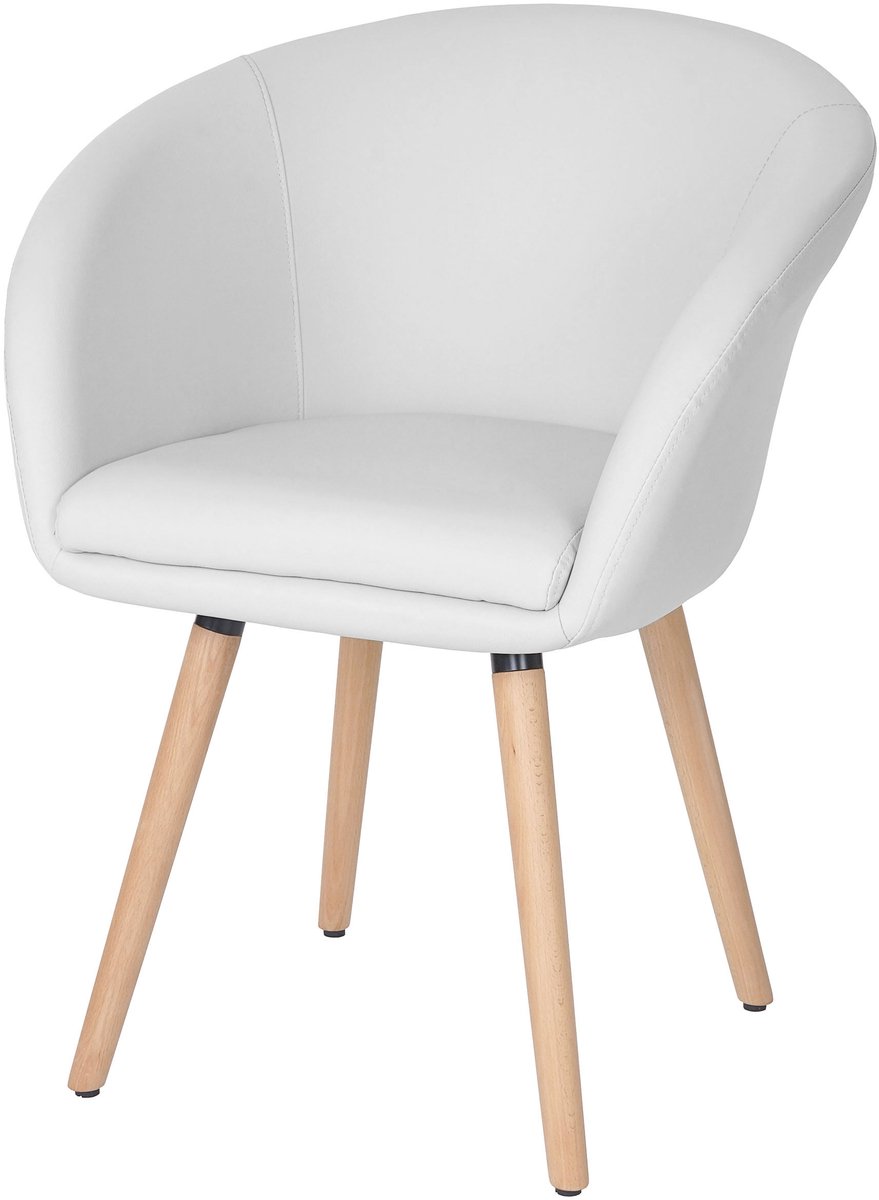 MCW Eetkamerstoel Malmö T633, stoel Keukenstoel, retro jaren 50-design ~ kunstleer, wit