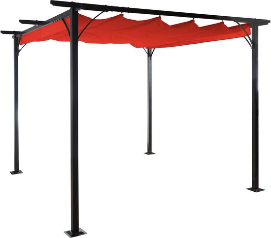 Outsunny Pergola 3 x 4 m terrasoverkapping met schuifdak, magnetische