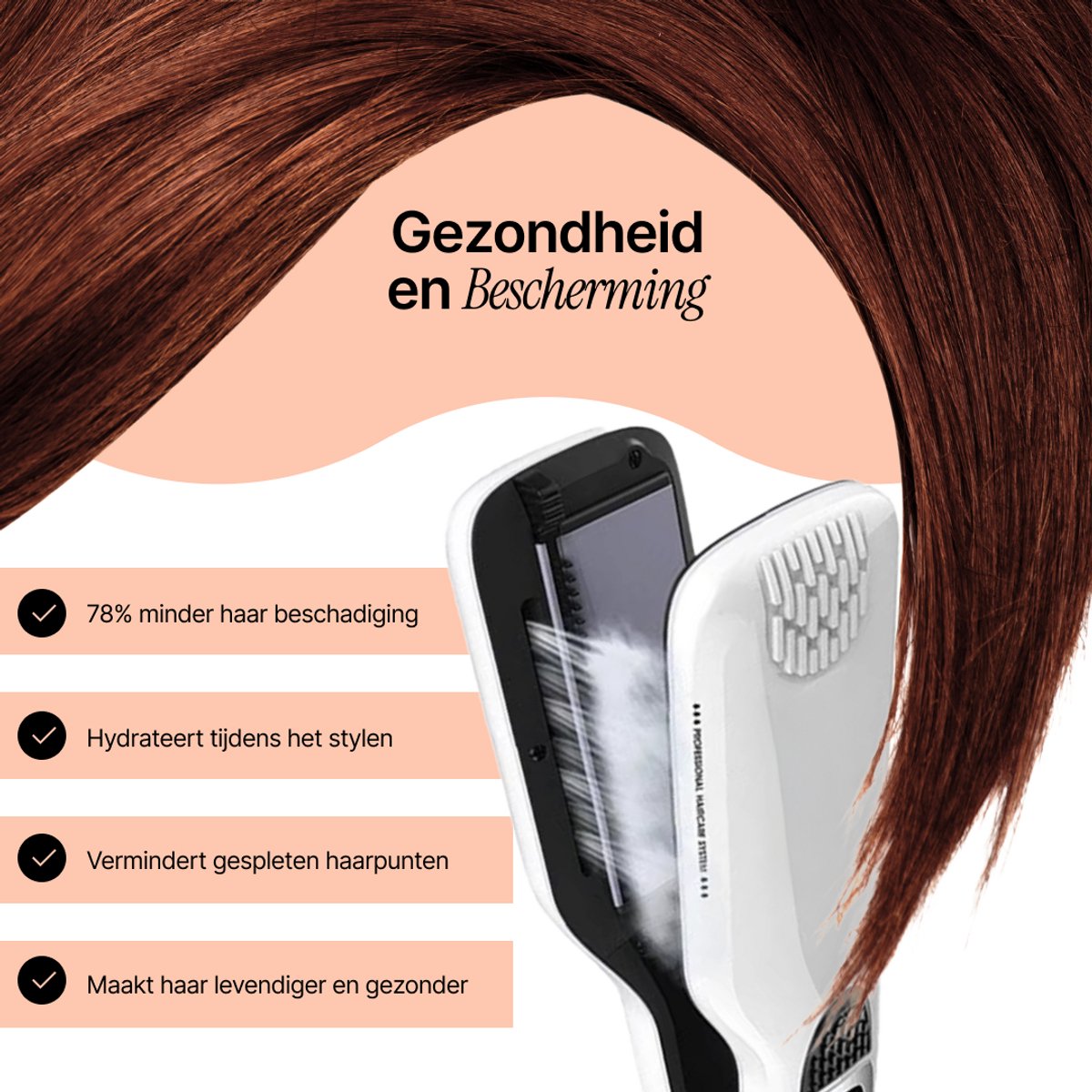 BALORS® Professionele Stoom Stijltang 5 in 1 - 150º t/m 230ºC - Steam Active Care - Hairstraightener - Stijltangen - Krultang - Coldshot - Haardroger - Wet-to-dry - Snel opgewarmd - Stoomtechnologie - Wit — cadeau in Verzorging - foto 4