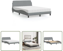vidaXL Boxspring - Slaapcomfort - Bed met matras Dover stof lichtgrijs 120x200 cm - Tweepersoonsbed - Stof Bed - Grijs Bed