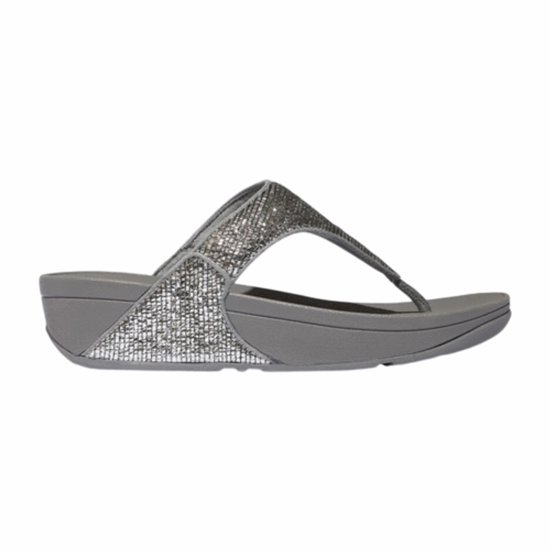 FitFlop Women Lulu Crinkled-Shimmer Toe-Post Sandals Silvereen-Schoenmaat 41