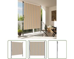 vidaXL Rolgordijn Buiten - Tuingordijn - Rolgordijn voor buiten 150x270 cm stof en staal geel en wit - Zonwering Tuin - Privacy Scherm - Buitengordijn