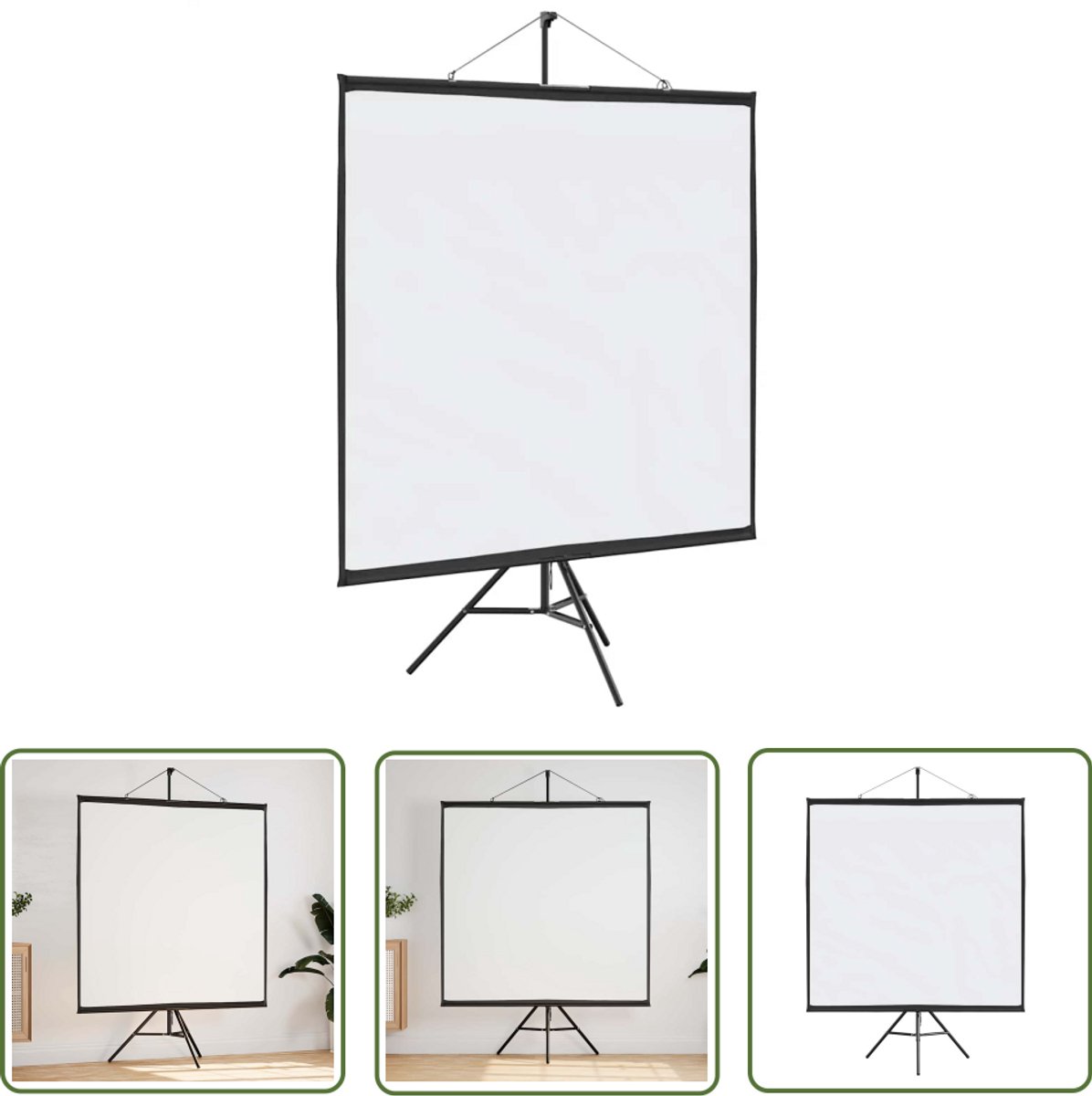 vidaXL Projectie Scherm - Projectorscherm - Projectiescherm met statief 81 inch 1:1 - Home Cinema - Bioscoopscherm - Presentatieschrm