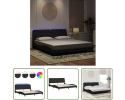 vidaXL Luxe Bed - Zwarte Bed Frame - Bedframe met LED zonder matras fluweel zwart 180x200 cm - Fluweel Bed - King Size Bed - Led Bed
