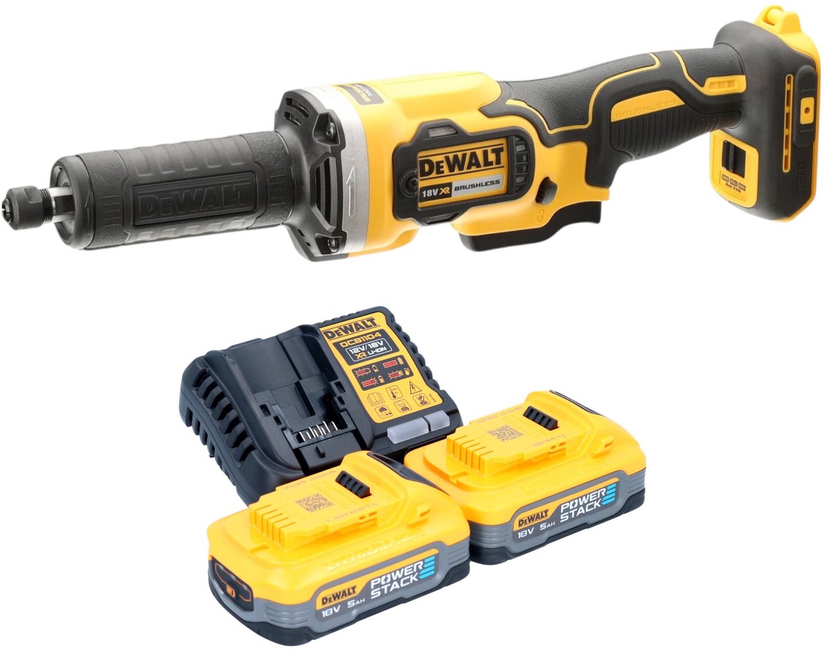 DeWalt DCG 426 H2 accuslijpmachine 18 V borstelloos + 2x Powerstack-accu 5,0 Ah + lader