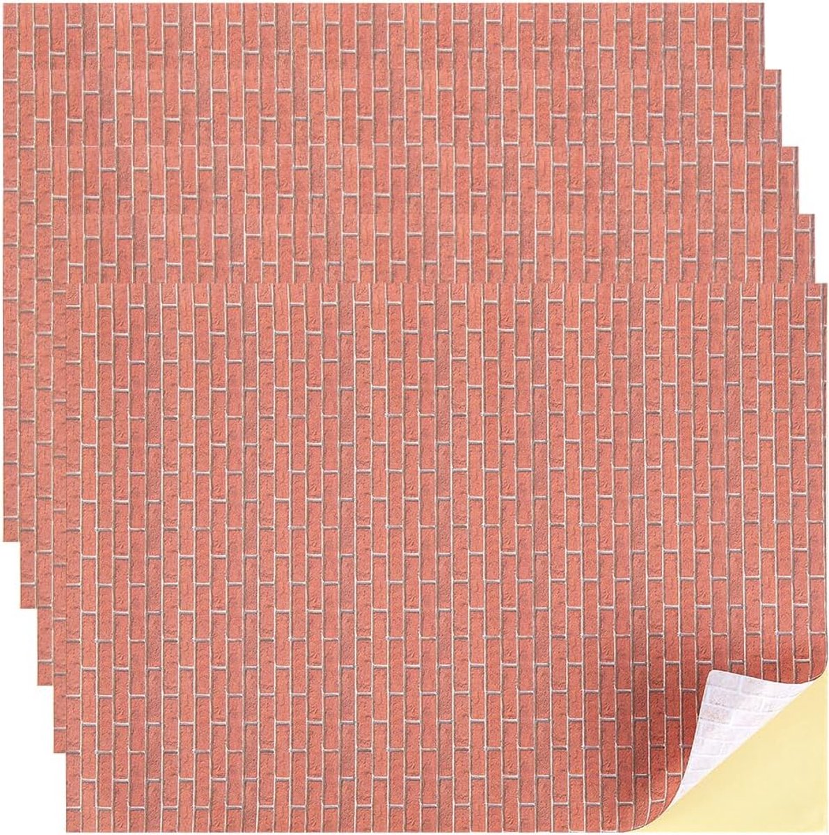 6 vellen mini huisbehang rode klinker bakstenen muur vloerplanken miniatuur vloeren vintage zelfklevend vloerpapier 32,3 x 21 cm DIY Peel en Stick Sticker Stickers Slaapkamer Woonkamer Decor - interieurdecoratie - muurdecoratie