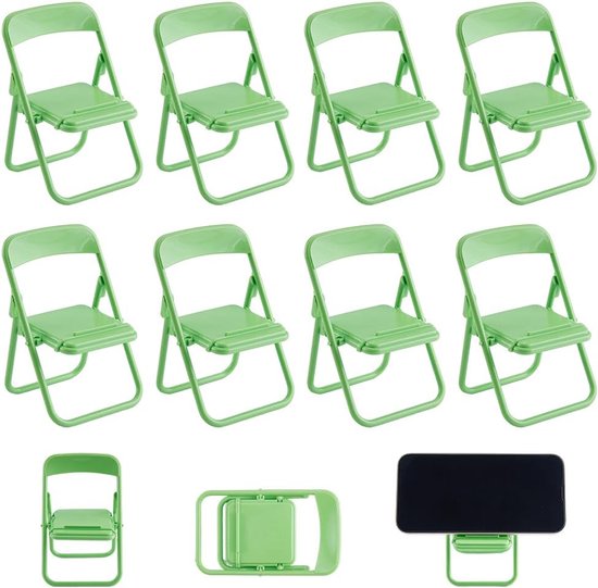Foto: Mini vouwstoel telefoon stand houder desktop opvouwbare groene snoep kleur lui grappige 8pcs leuke mobiele telefoon houder multi hoek functies miniatuur meubels accessoires