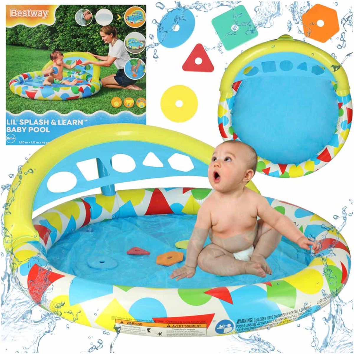 Bestway - Opblaasbaar Peuter Zwembad met Vormpjes Sorteerder - 120 cm Rond