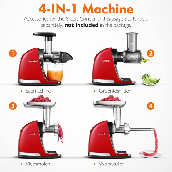 RFWR® Cold Press Slow Juicer voor Groente en Fruit - Masticating Sapcentrifuge met 2 Kopjes - Ideaal voor Gezondheidsbewuste Keukens van RFWR — afbeelding 4