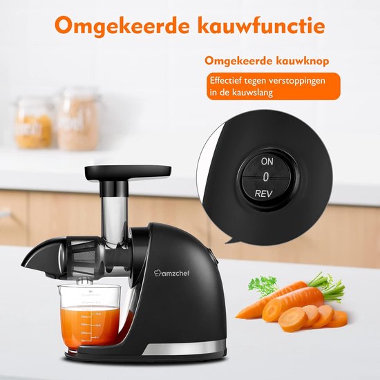 RFWR® Cold Press Slow Juicer Machine - Masticating Elektrische Vruchtenpers voor Groente en Fruit - Delicate Chew en Hoge Sapextractie - Zwart van RFWR — afbeelding 5