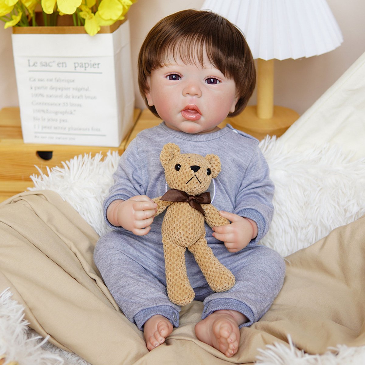 Lovibella® Milo Levensechte Babypoppen - 1,1 Kilo - 45 CM - Reborn Baby Pop - Met Accessoires - Reborn Baby - Reborn Baby Doll - Dementie Pop - Reborn Poppen Jonge — afbeelding 9