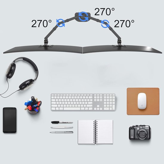 ErGear Dual Monitor Stand voor schermen tot 40 inch, max. 12 kg draagvermogen per stuk, robuuste ultrabrede monitorarm met USB-poorten, in hoogte verstelbare monitorhouder, VESA 75x75mm of 100x100mm ErGear Dual Monitor Stand voor schermen tot 40 inch, max. 12 kg draagvermogen per stuk, robuuste ultrabrede monitorarm met USB-poorten, in hoogte verstelbare monitorhouder, VESA 75x75mm of 100x100mm