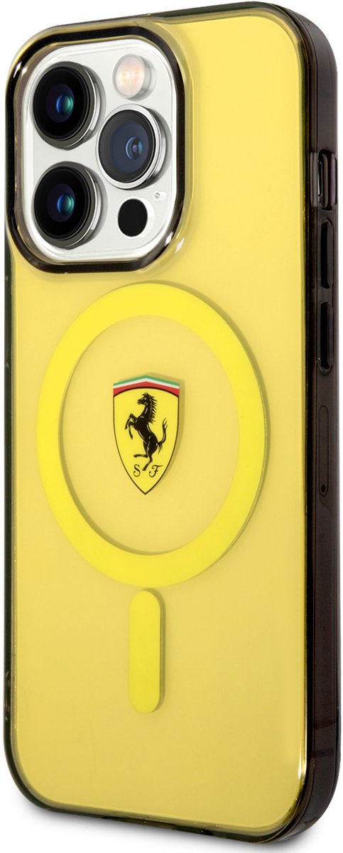 Ferrari Back cover - iPhone 14 Pro Max - Geel - Transparante randen - Valbescherming van Merkloos — afbeelding 2