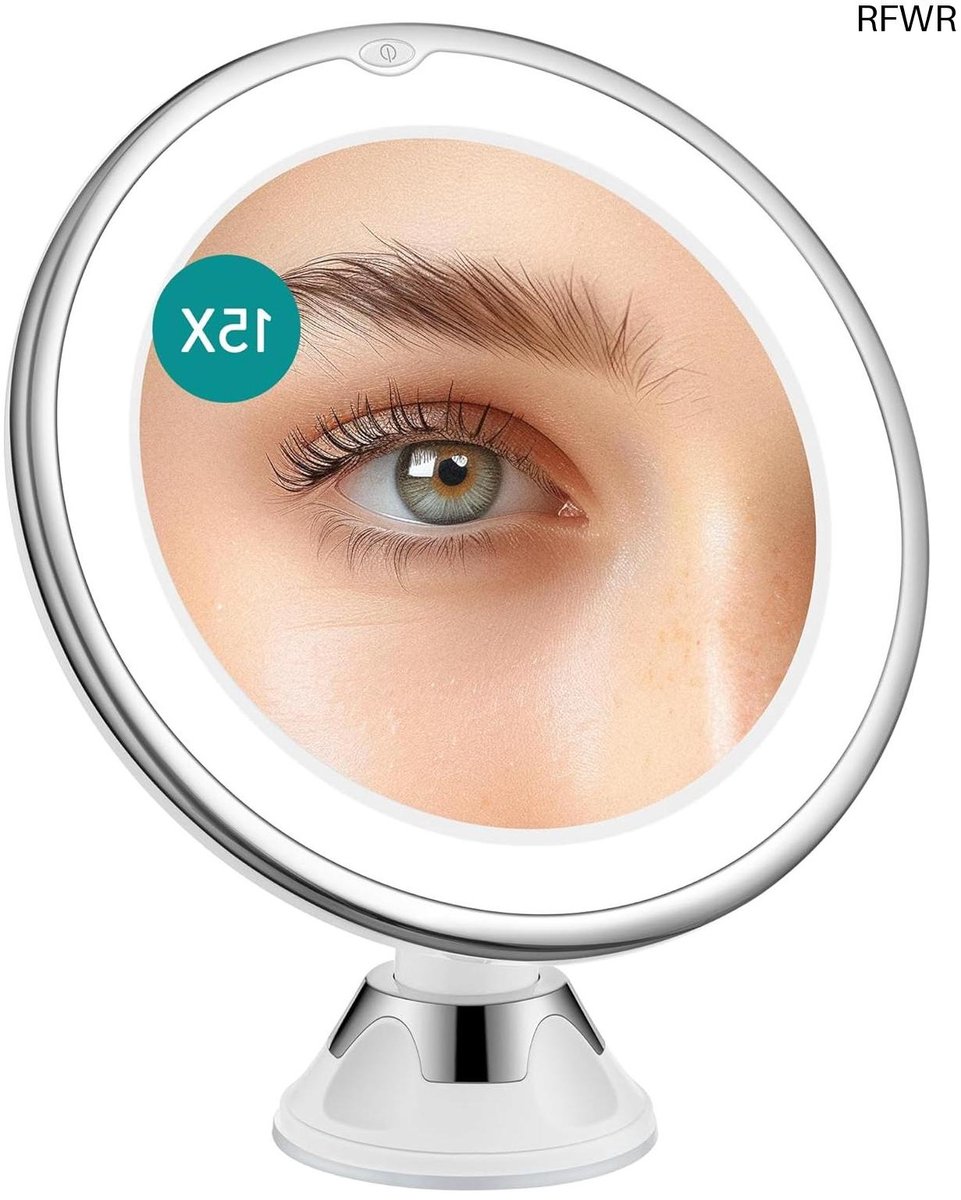 RFWR® LED Make-up Spiegel met Verlichting - Draaibare Vergrootspiegel met 15x Zoom