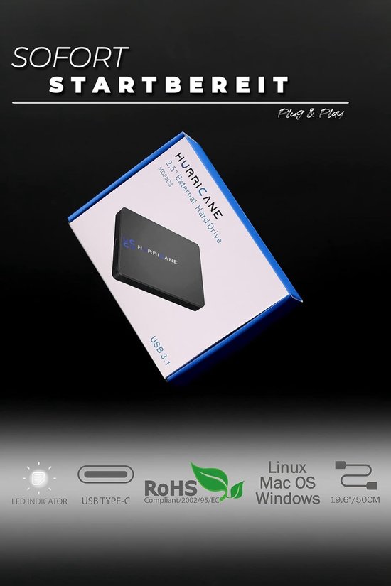 RFWR® 1TB Externe Harde Schijf 2,5" USB-C - Draagbare Opslag voor Foto's, TV, Laptop, PS4, PS5 en Xbox - Compatibel met Windows, Mac en Linux van Merkloos — afbeelding 5