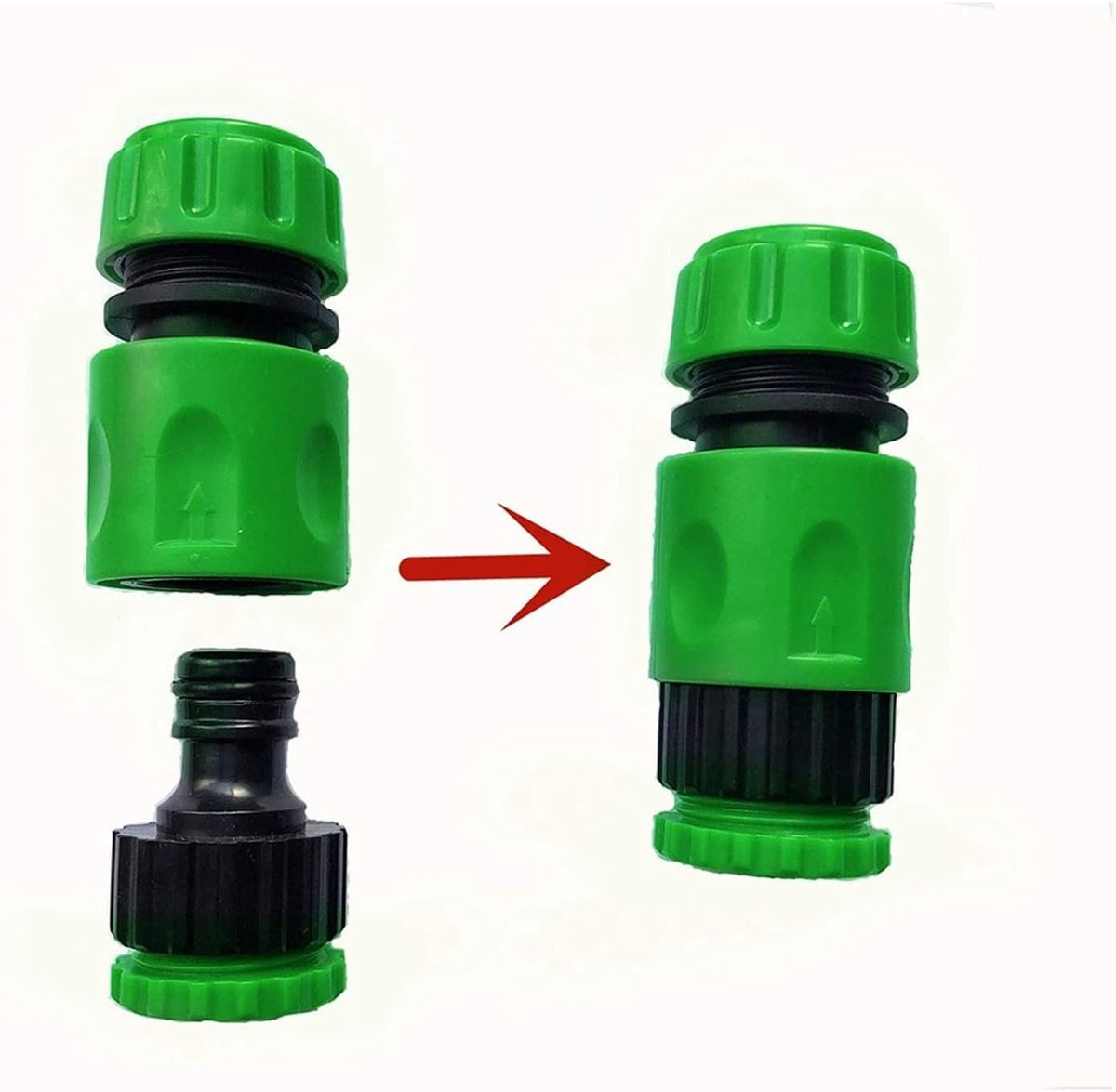 Tuinslang Koppelingen / Opzetstukken Set - Groen/Zwart - Snelkoppeling - Snelkoppelnippel - Waterslangkoppeling en Verbindingsstuk - Koppelstuk Bundel met O-ring - Slang Adapter - tuinslang garden – foto 7