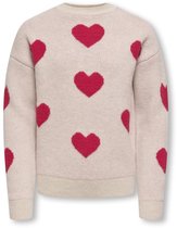 Pull à fleurs ONLY KOGNAJA L/ S KNT Filles - Birch Salsa Hearts