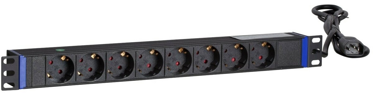 DSIT 19 inch 8 voudige stekkerdoos met C14 stekker - geschikt voor serverkast - patchkast en flightcase