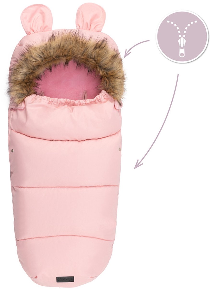 MoMi Cozy Voetenzak Kinderwagen - Winter Voetenzak - Met Zachte Pluche Voering - Openingen voor Veiligheidsgordels - Roze – foto 7