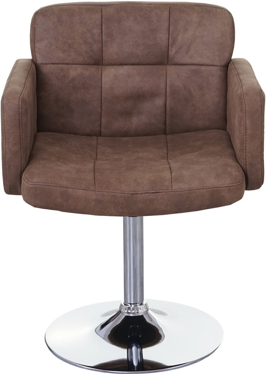 MCW Eetkamerstoel Orlando, draaistoel, imitatie suède chroom MVG-gecertificeerd ~ vintage bruin