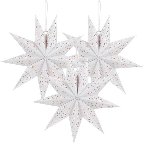 Allecto Plus - Papieren Ster Lampenkap 35 cm - 6 Stuks - Lichster & Vensterdecoratie - Kerstster & Adventsster - 3D Raamdecoratie & Buitenverlichting