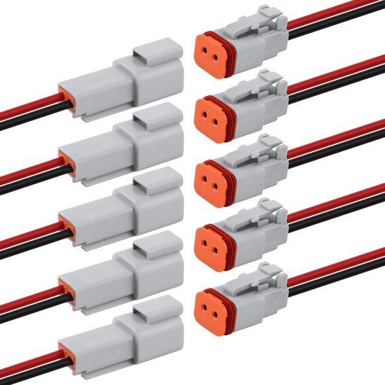 Foto: Allecto plus waterdichte elektrische connectoren set 2 draden auto vrachtwagen boot motorfiets grijs inclusief 16 awg kabeldraad