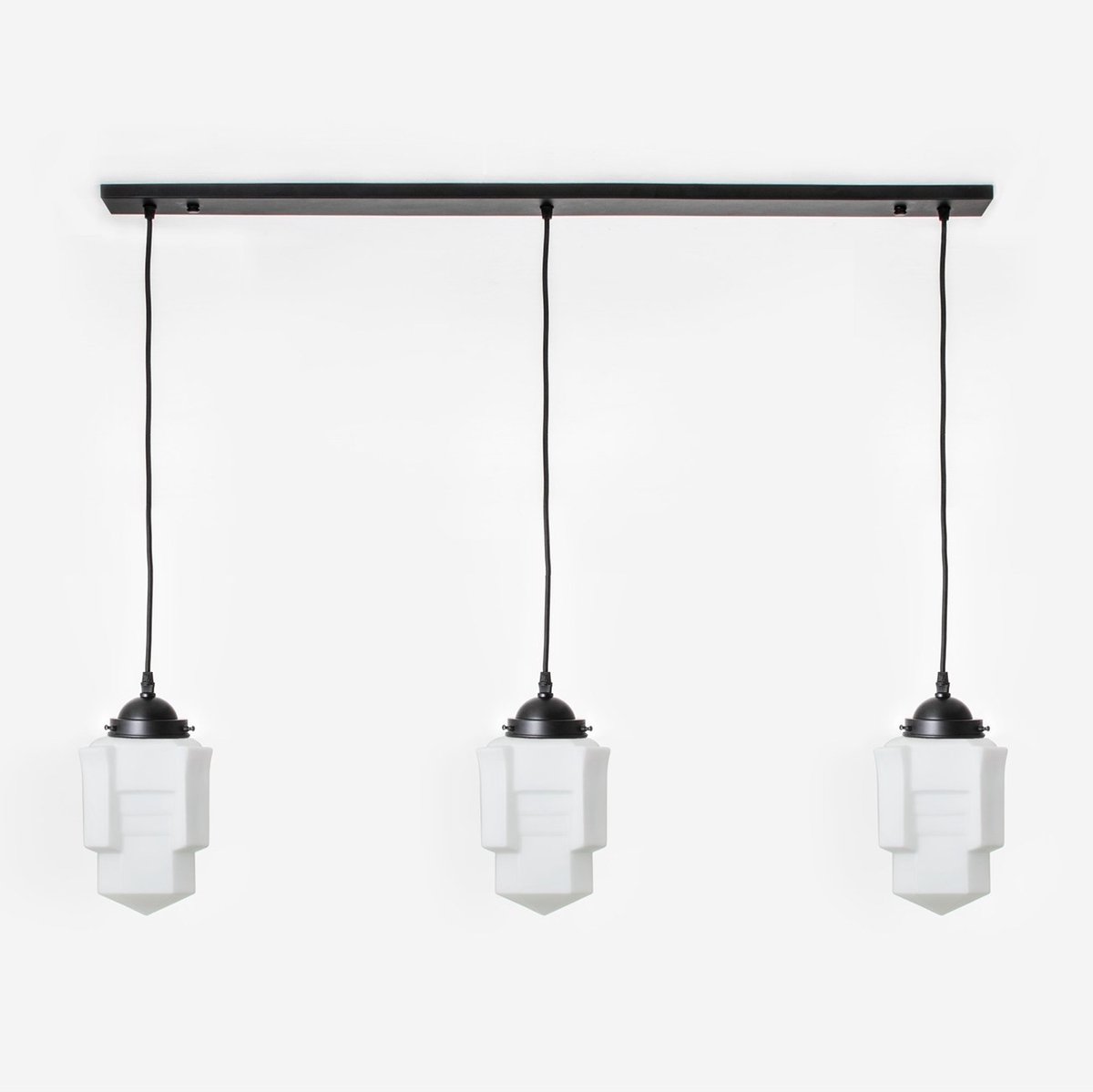 Coloured by Art 3 x Apollo Mat lampen aan plafondbalk Moonlight - Art Deco Trade Wit