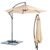 Bol.com Cheqo® Zweefparasol 3M - Zweef Parasol Kantelbaar - Verstelbaar Stalen Frame - Inclusief Voet - Voor Tuin en Balkon - Beige aanbieding