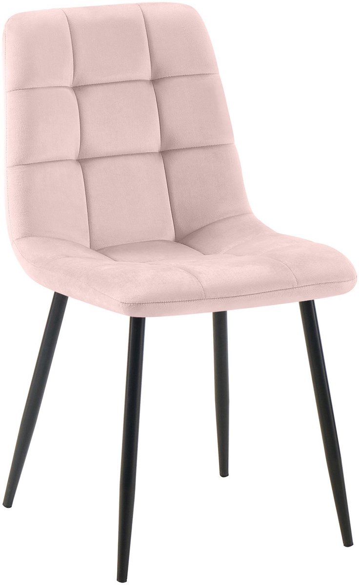 CLP Antibes Set van 4 Eetkamerstoelen - Zonder armleuning - Metaal frame - Velvet -, Kleur:geel