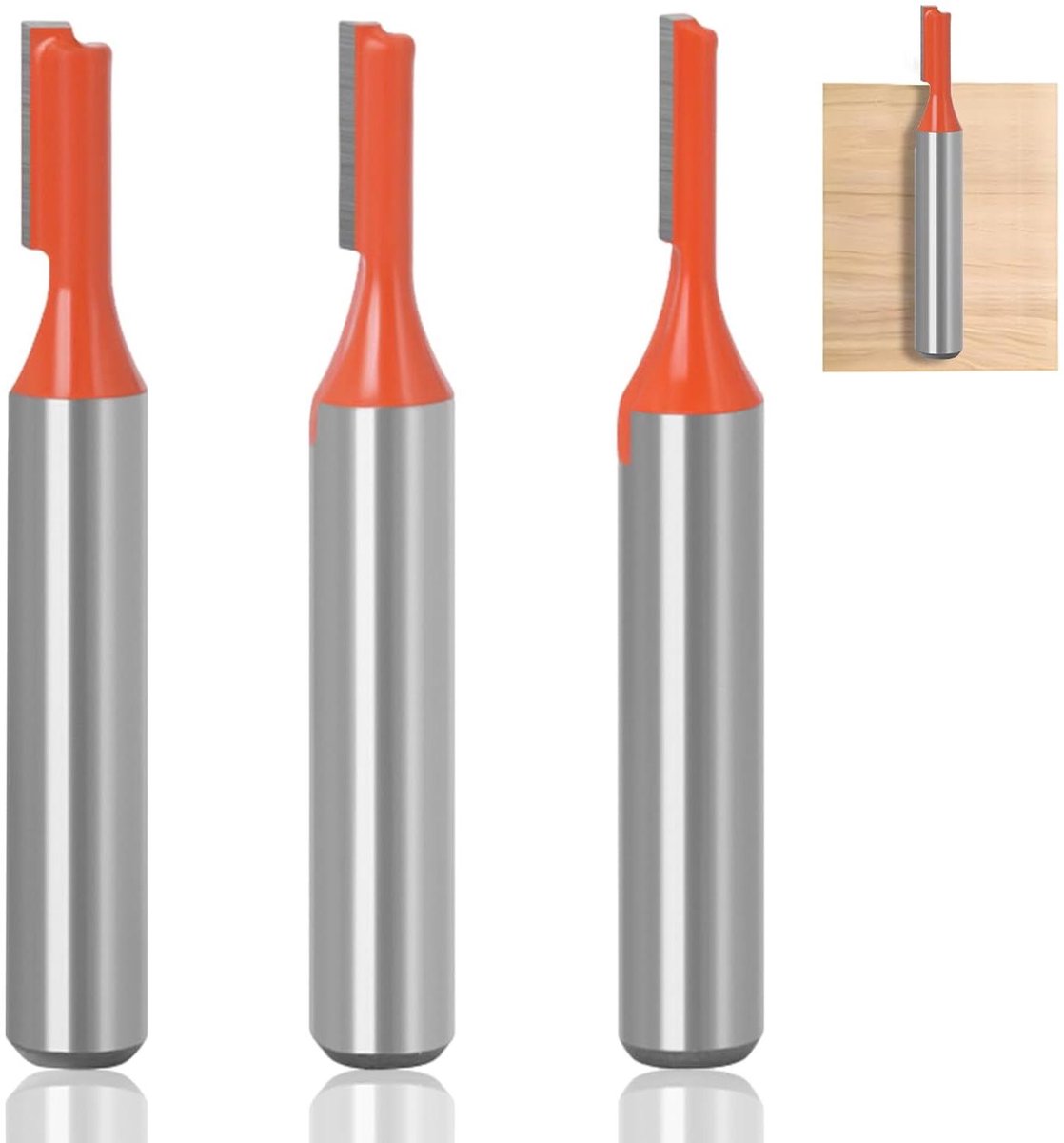Allecto Plus - Set van 3 stuks houtfrezen voor houtbewerking - 8 mm - Ronde rand en rechte frees - Ideaal voor houtgraveren en groeffrezen.