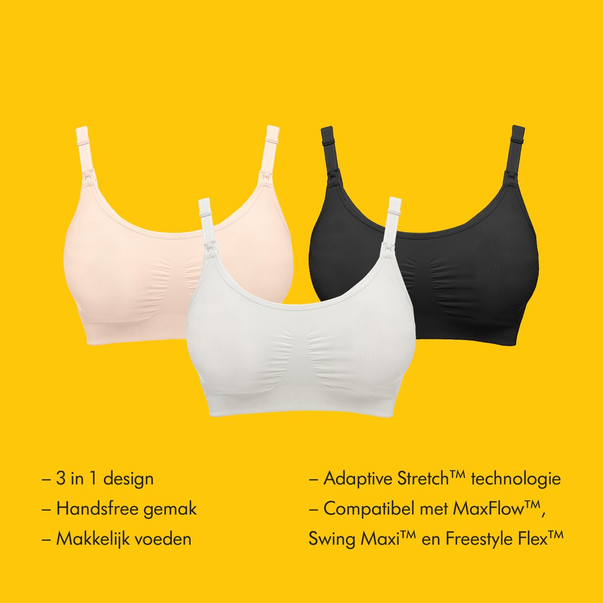 Medela 3-in-1 Voedingsbh en kolf bh voor zwangerschap borstvoeding en kolven - Zacht en met stretch - Wit - Maat XL thumbnail 3
