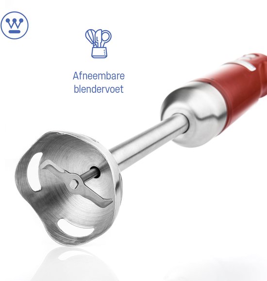 Westinghouse Retro Staafmixer - 600W - Rood - Met Turbo-Functie van Westin — afbeelding 3