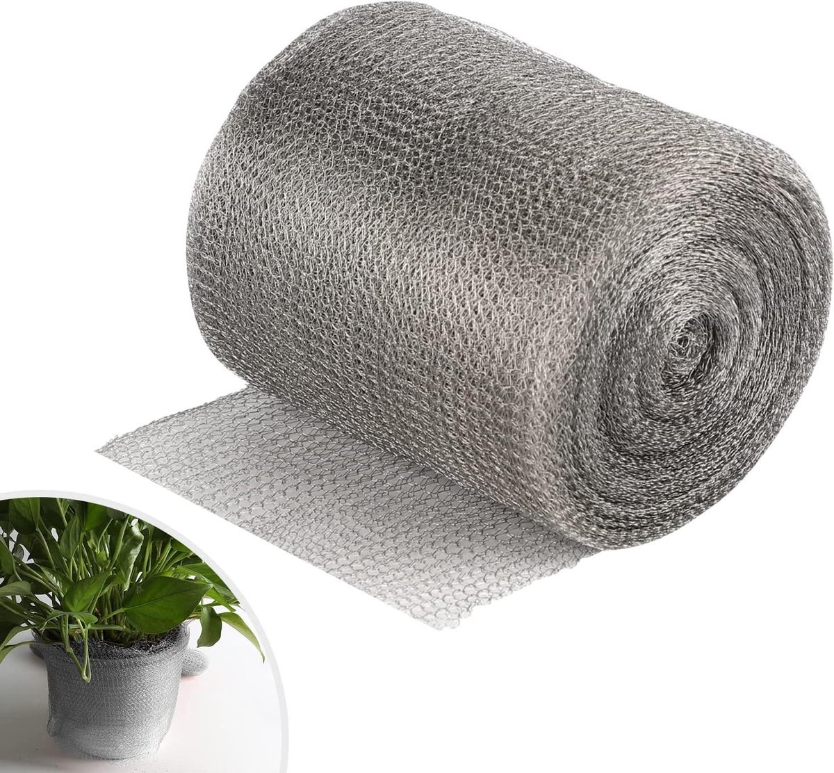 Allecto Plus - Roestvrij stalen draadgaas 125 cm x 24 m - Slakkenhek voor tuin - Duurzaam roestvrij staal - Bescherm je planten tegen slakken - Tuinaccessoires