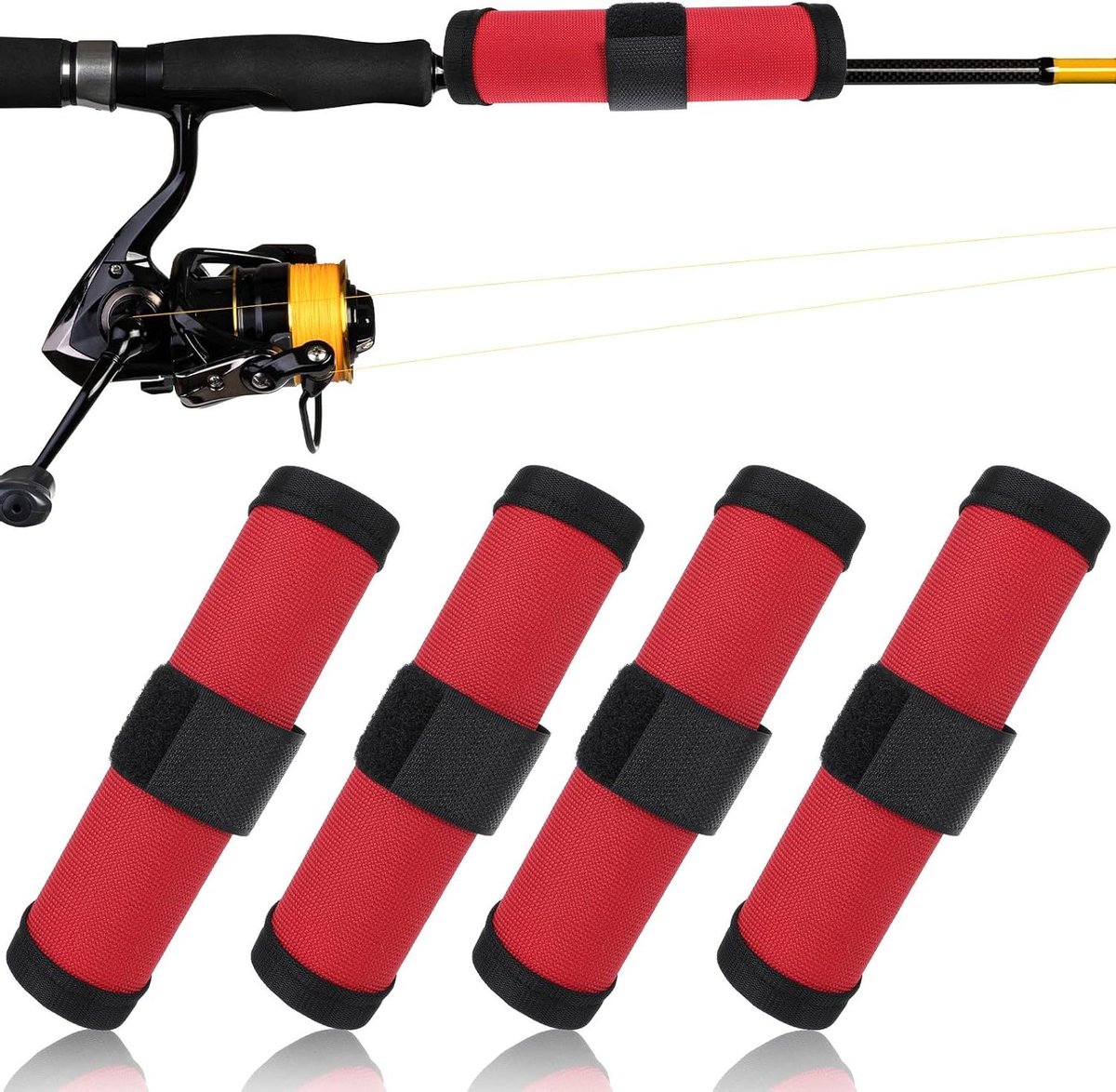 Allecto Plus - Hoes voor vissen lokt 15cm hengelbeschermer lokt wrap vis haak hoes hengelhoezen aas beschermd opberghoes beschermer om vissers veilig te houden voor hengel 4-pack.