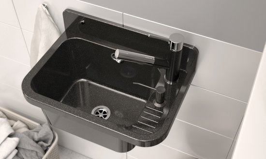 Gootsteen Wastafel voor Buiten Tuin, Garage, Kelder, Wasruimte, Werkplaats ( Grijs Gootsteen Wastafel voor Buiten Tuin, Garage, Kelder, Wasruimte, Werkplaats ( Grijs