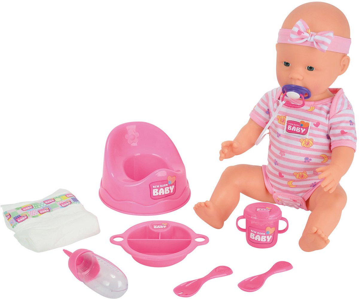 Simba - New Born Baby - Babypop - 43 cm - slapende ogen - roze - drink en plasfunctie - babypop — afbeelding 17