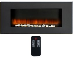 Classic Fire Sfeerhaard Elektrisch Vancouver - Electrische Haard 105,5 x 48 x 12 cm - Kachel Elektrisch met LED Vlammen - met Verwarming, Afstandsbediening en Timer - 2000W - Wandmontage - Zwart