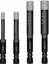 Boorbits - 4 Stuks - Boorset - Tegelboren - Zwart - 6 Mm 8 Mm 10 Mm 12 Mm - Voor Tegels - Porselein - Aardewerk - Keramische Tegels - Glas En Steen