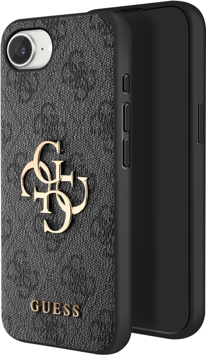 Guess Metal Logo geschikt voor iPhone 17e / 16e hoesje - Grijs