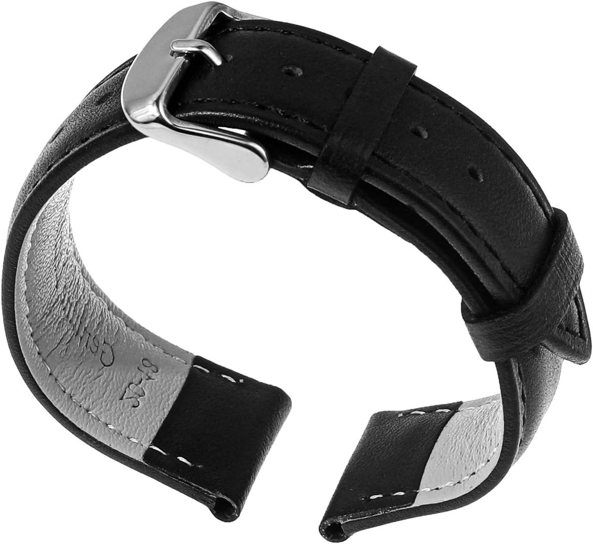 Allecto Plus - Zwarte PU Lederen Horlogeband 20 mm voor Mannen en Vrouwen - Vervangende Vintage Quick Release Band met Koeienhuid - Horlogeaccessoires