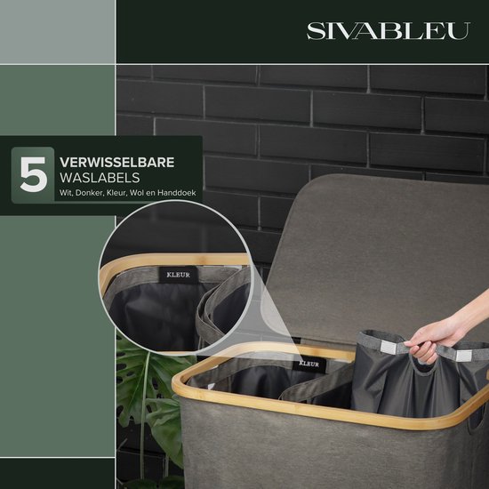 Panier à linge 3 compartiments - trieur à linge - 160L - avec 3 sacs amovibles - panier à linge - trieur à linge avec couvercle - pliable - sacs à linge neufs