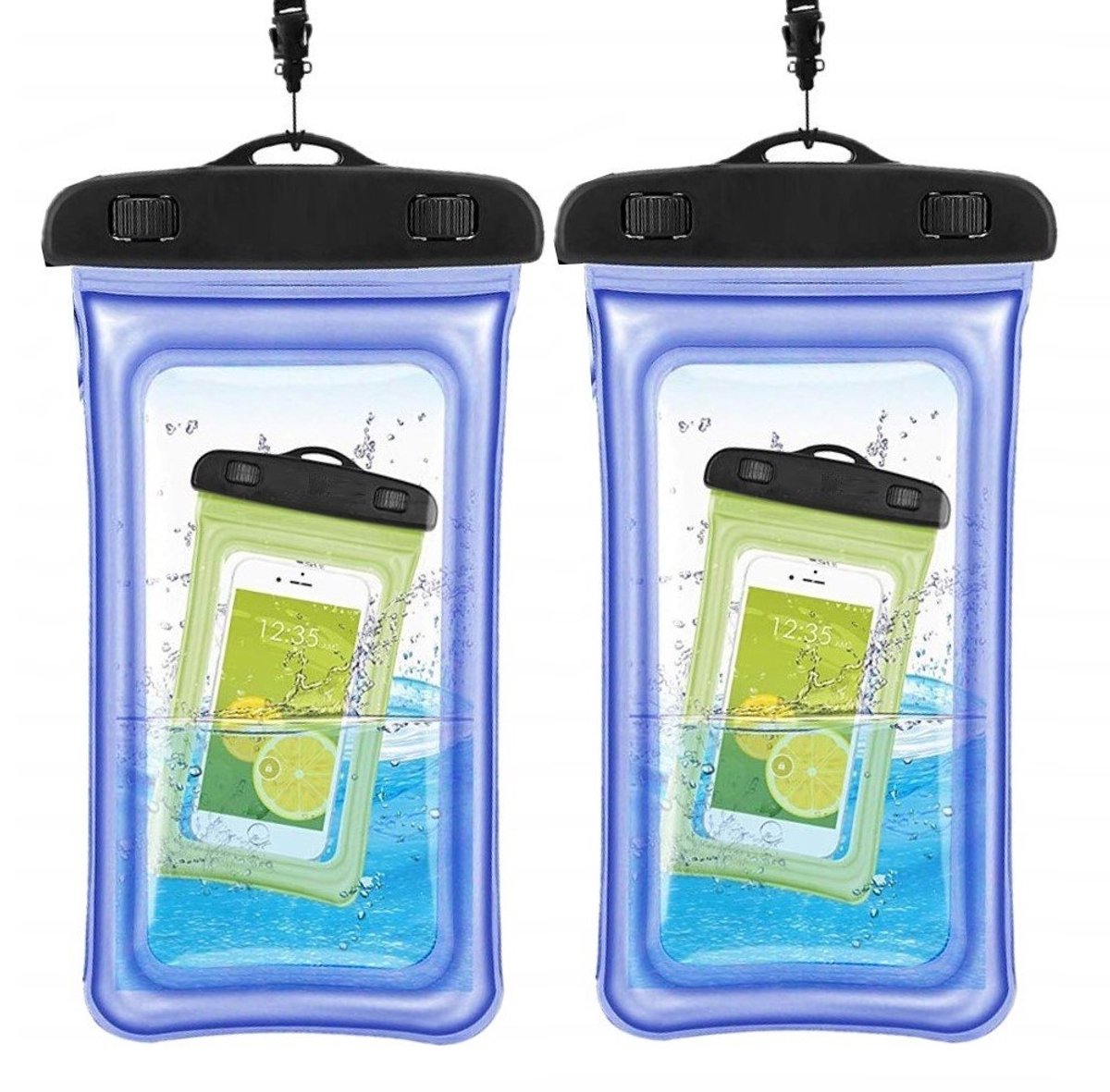 Drijvende waterdichte mobiele case universele maat Blauw