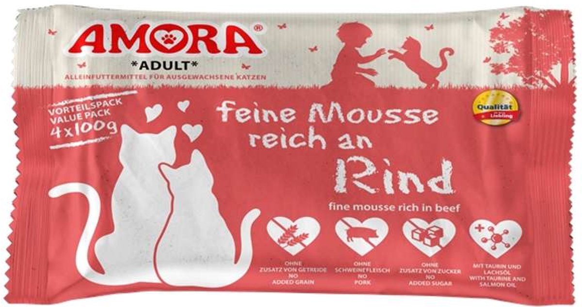 AMORA Cat feine Mousse 10x4x100g | Rind